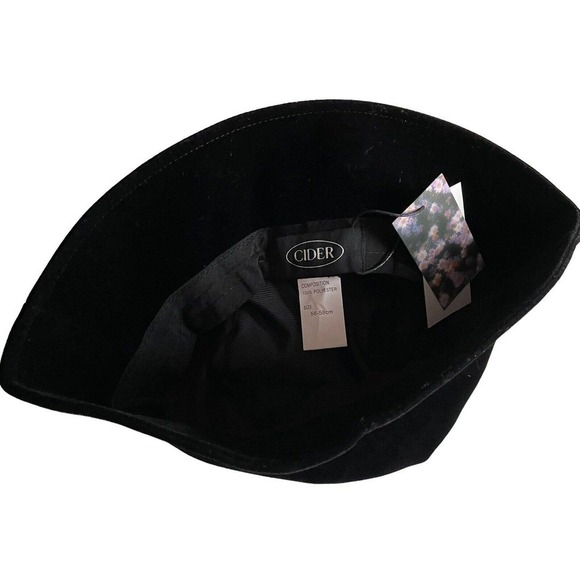 CIDER BUCKET HAT BLACK VELVET SUPER SOFT SIZE 7 1/4 - 7/38 NEW - Picture 5 of 6